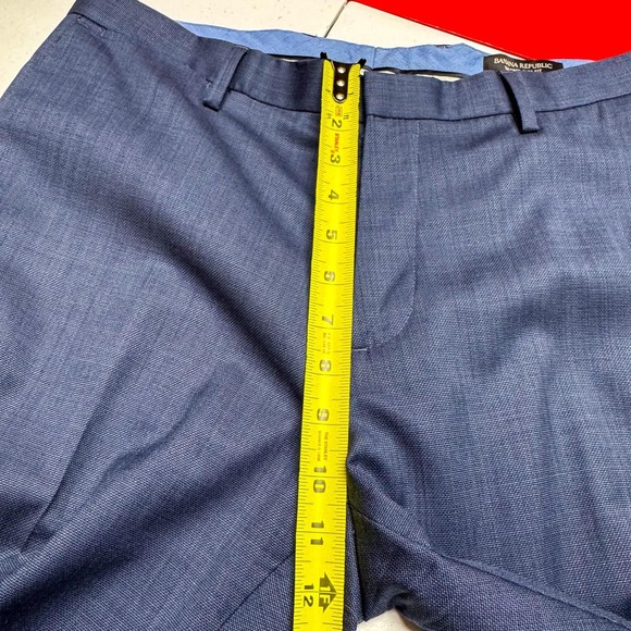 Banana Republic Pants Mens 33 Blue Tailored Slim Fit Dress Trousers Office 34x34 - Picture 14 of 16